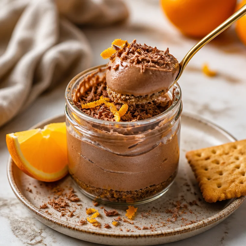 Protein Ritz Chocolate Orange Pots dessert with chocolate and orange flavors